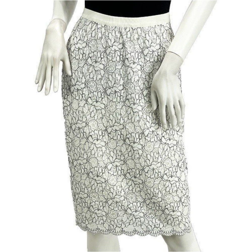 NWT Elie Tahari Ivory and Black Floral Pencil Skirt